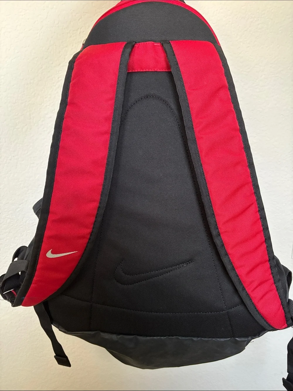 Nike Red and Black Men's Athletic Backpack with White Swoosh